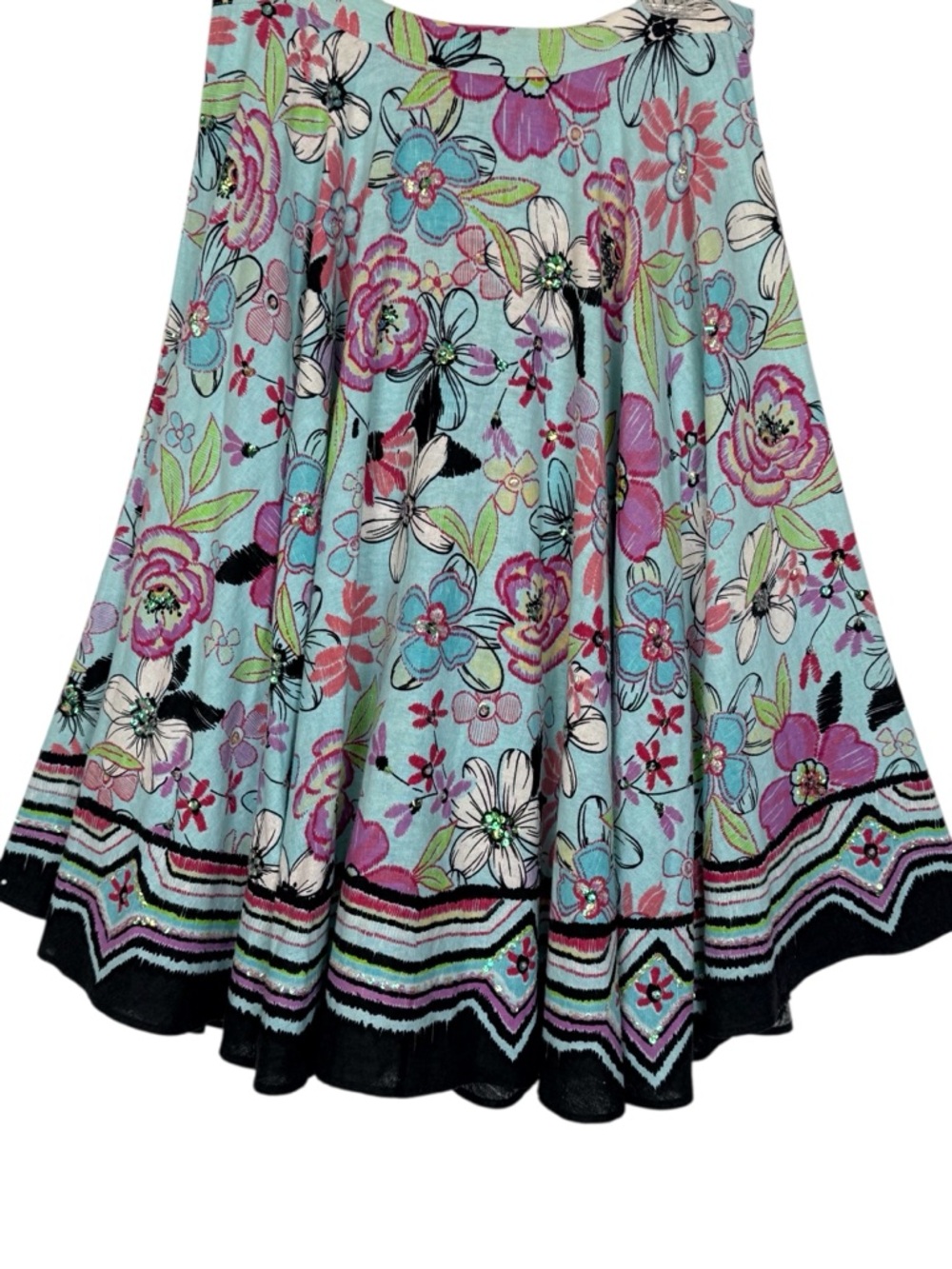 Willi Smith Floral Embellished Linen Blend A-Line Skirt Size 10